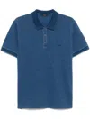 Fay Blue Polo Shirt Short-slevees With Embroidered Logo In Blue