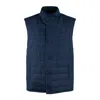 Fay Quilted Linen Gilet In Blue