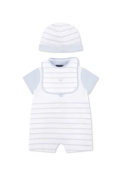 Fay Blue Romper Set For Baby Boy With Logo
