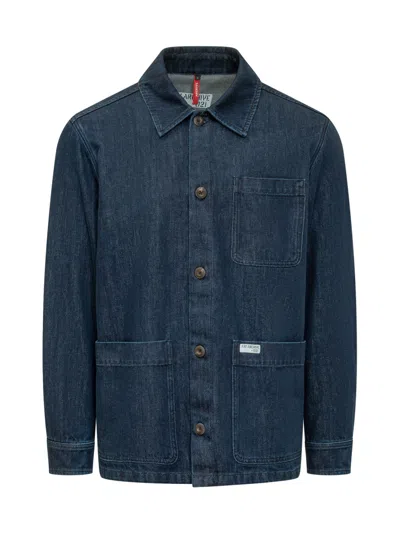FAY MEN BLUE SOLID SHIRT COLLAR JACKET, M LUXURY JACKETS FOR MEN DARVEYS