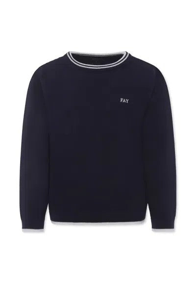 FAY BLUE SWEATER FOR BOY WITH LOGO