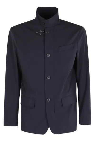 Fay Blue Travel Duty Front-darts Polyamide Jacket In Black