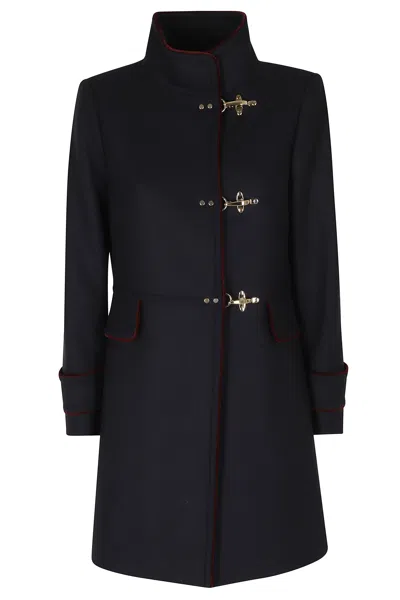 Fay Blue Virginia Campus Three-hook Virgin Wool-blend Coat In Black