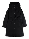 Fay Blue Woman Coat With Buttons And Belt In Black