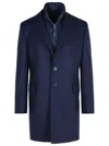 Fay Three-button Detachable-collar Coat In Blue