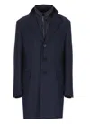Fay Three-button Detachable-collar Coat In Blue