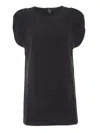 Fay Round Neck Cap Sleeves Blouse In Black
