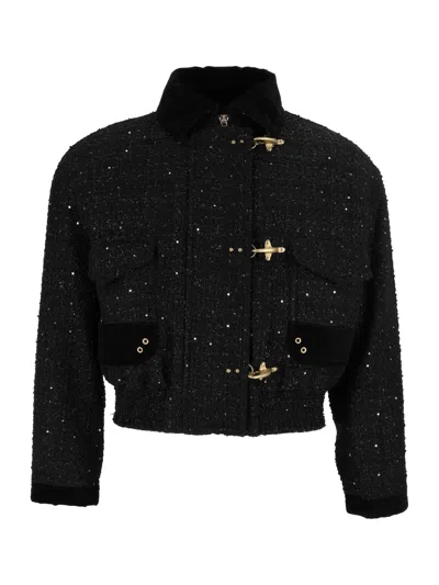 Fay Bomber 3ganci Crop Fod.imb.ov. In Black