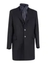 Fay Wool Coat With Notch Lapel And Back Vent In Black