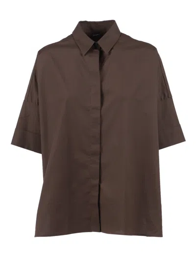 Fay Boxy Short Sleeve Casual Shirt In Brown