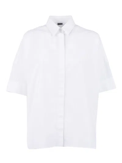 Fay Boxy Short Sleeve Classic Shirt In White