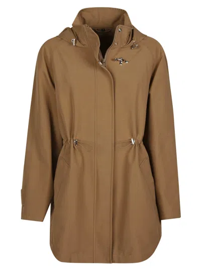 Fay Brown Gancio Relaxed Cotton Parka