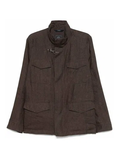 Fay Brown Jacket In Line With Four Pockets