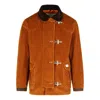 Fay Corduroy Jacket With Hook Closure And Flap Pockets In Orange