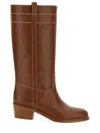 Fay Brown Leather Boots In Brown