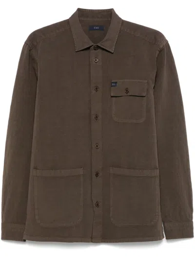 FAY MEN BROWN OVER FIT SHIRT, XL LUXURY SHIRTS FOR MEN DARVEYS