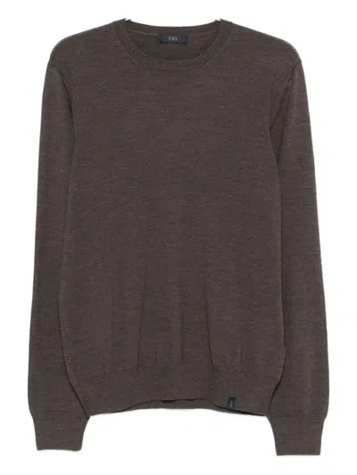 FAY BROWN ROUND-NECK SWEATER