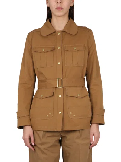 FAY BROWN SOLID SHIRT COLLAR JACKET