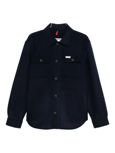 Fay Button-fastening Flap-pocket Shirt Jacket In Blue