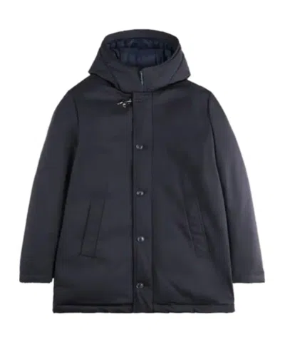 Fay Button-fastening Hooded Jacket In Blue