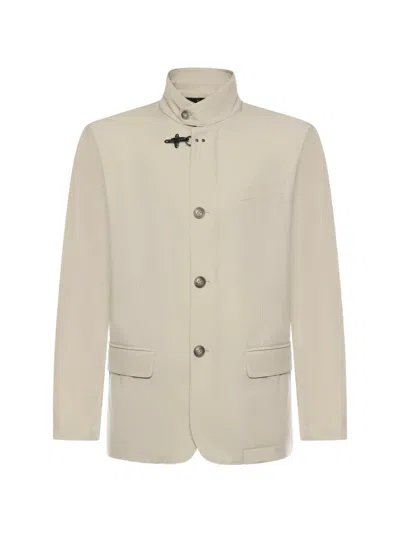 Fay Button-fastening Jacket In Neutral