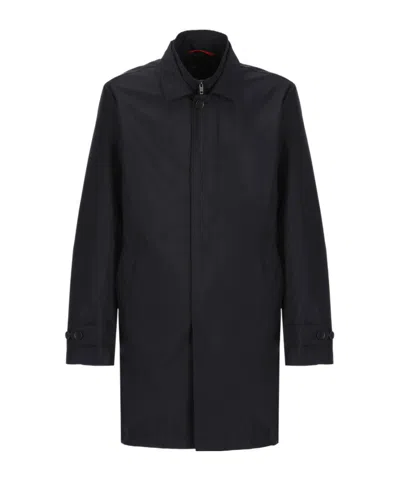 Fay Button-front Collared Coat In Black