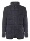 Fay Short Down Jacket In Carded Wool Flannel In Black