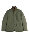 Fay Button-up Green Coat With High Collar In Green