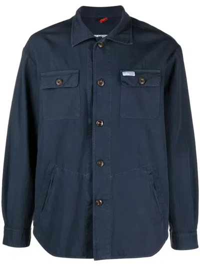 Fay Button-up Shirt Jacket In Blue