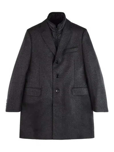 Fay Charcoal Grey Layered Wool-cashmere Jacket In Gray