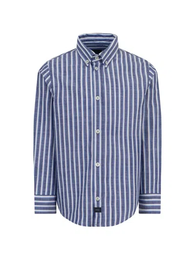 Fay Kids' Button-down Striped Shirt In Blue