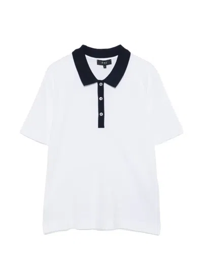 Fay Buttoned Collar Polo In White