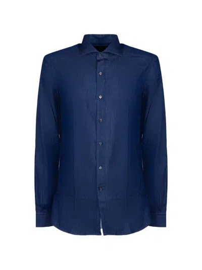 Fay Buttoned Denim Shirt In Blue