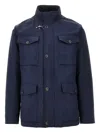 Fay Buttoned Field Jacket In Blue