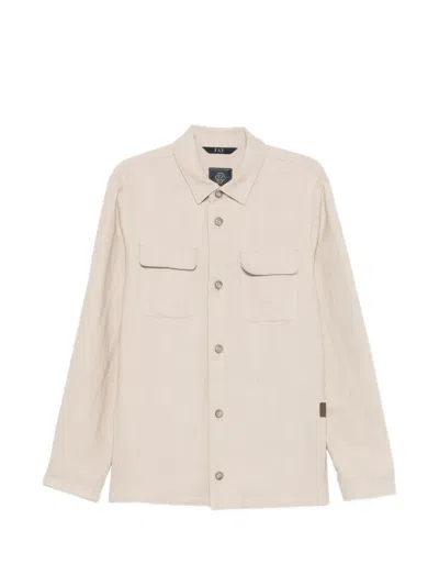 Fay Buttoned Pocket Overshirt In Neutral