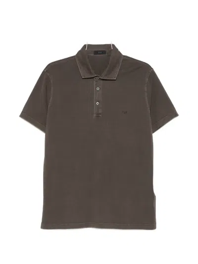 Fay Buttoned Polo Shirt In Brown