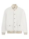 Fay Cotton Bomber Jacket Double Construction In White