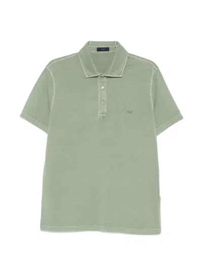 Fay Buttoned Short-sleeve Polo Shirt In Green