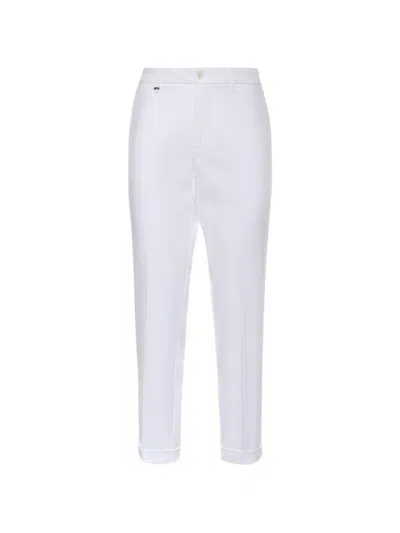 Fay Stretch Cotton Trousers In White