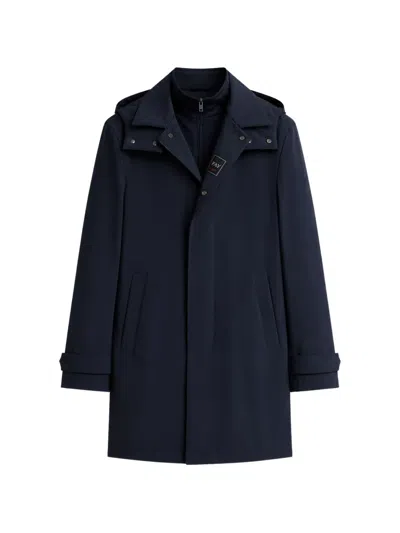 Fay Button-fastening Layered-neck Coat In Blue