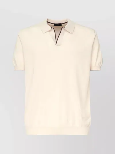 Fay Buttonless Polo Shirt Ribbed Finish In Weiss 1