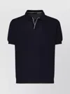 Fay Buttonless Polo Shirt With Ribbed Hem And Short Sleeves
