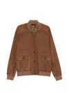 Fay Button-up Suede Jacket In Brown