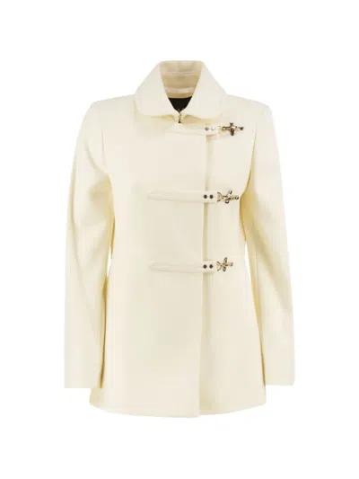 Fay Caban 3-ganci-fastening Single-breasted Coat In White