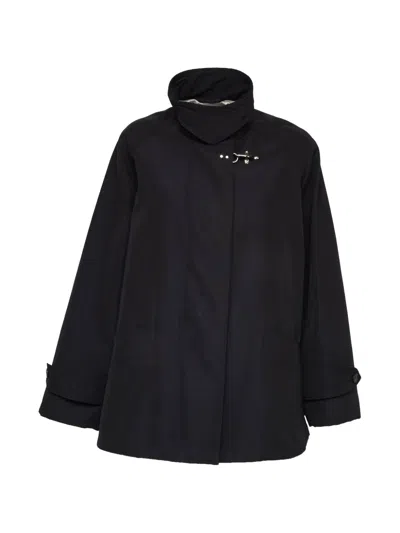 Fay Caban Hook-closure Jacket In Blue