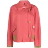 Fay Collared Jacket With Front Pockets And Contrast Cuffs In Red
