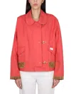 Fay Red Solid Shirt Collar Jacket In Red