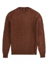 Fay Cable-knit Crew-neck Sweater In Brown