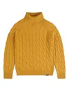Fay Cable Knit Roll-neck Sweater In Yellow