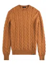 Fay Cable-knit Round-neck Sweater In Orange